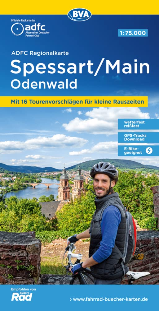 ADFC-Regionalkarte Spessart/Main/Odenwald, 1:75.000, mit Tagestourenvorschlägen, reiß- und wetterfest, E-Bike-geeignet, GPS-Tracks Download Leisure, Home & Garden