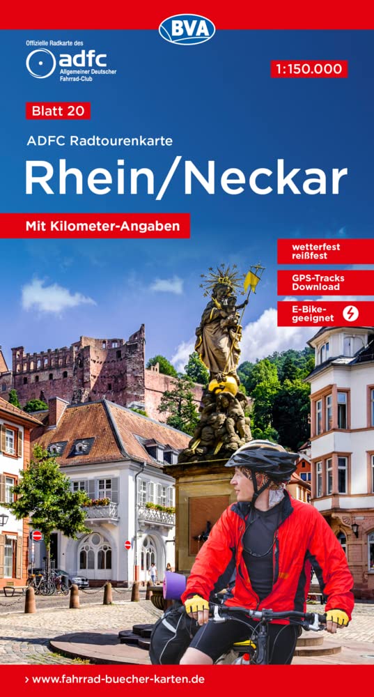 ADFC-Radtourenkarte 20 Rhein /Neckar 1:150.000, reiß- und wetterfest, E-Bike geeignet, GPS-Tracks Download, mit Bett+Bike Symbolen, mit Kilometer-Angaben Leisure, Home & Garden