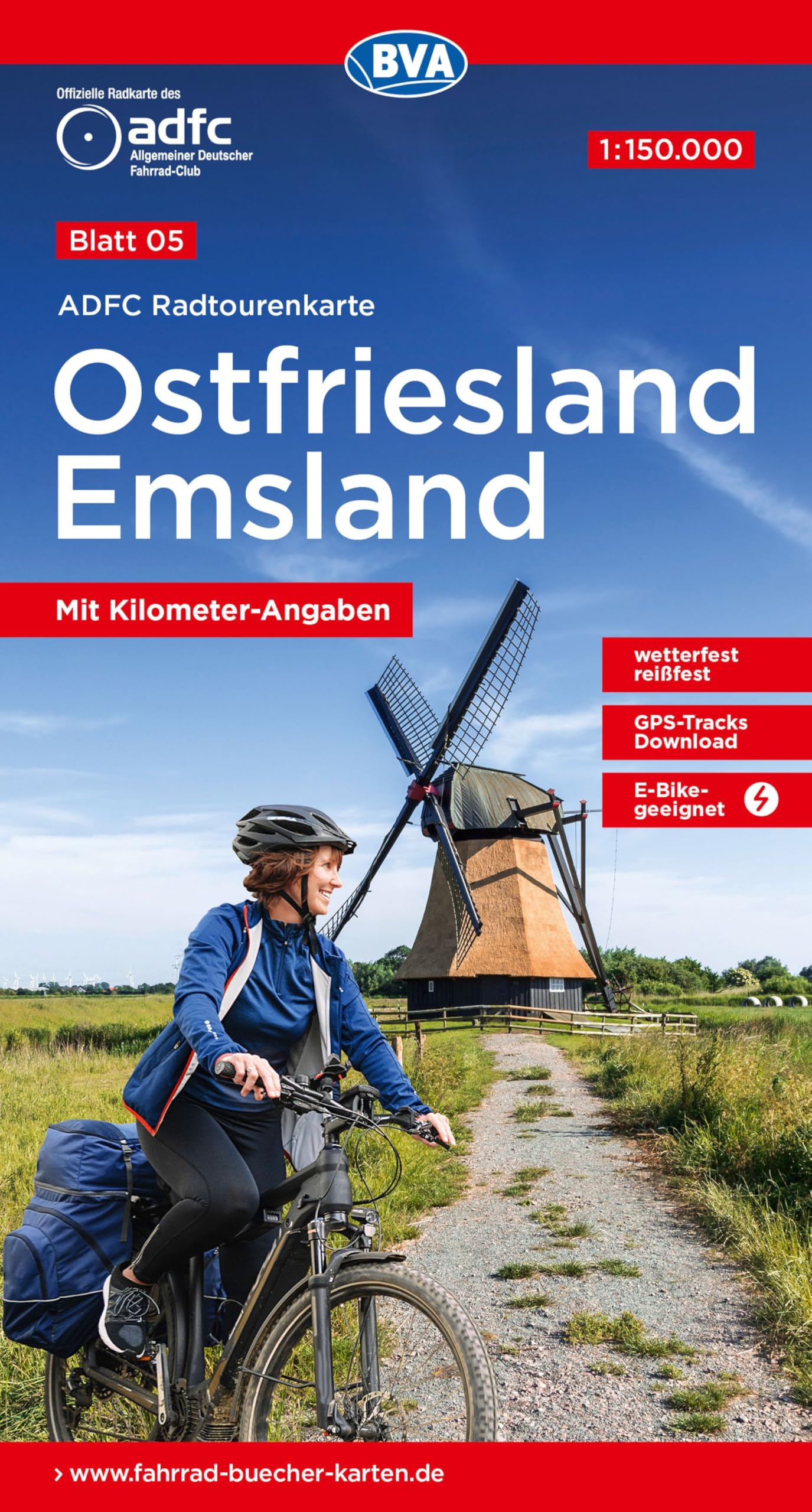 ADFC-Radtourenkarte 5 Ostfriesland / Emsland 1:150.000, reiß- und wetterfest, E-Bike geeignet, GPS-Tracks Download, mit Bett+Bike-Symbolen, mit Kilometer-Angaben Leisure, Home & Garden