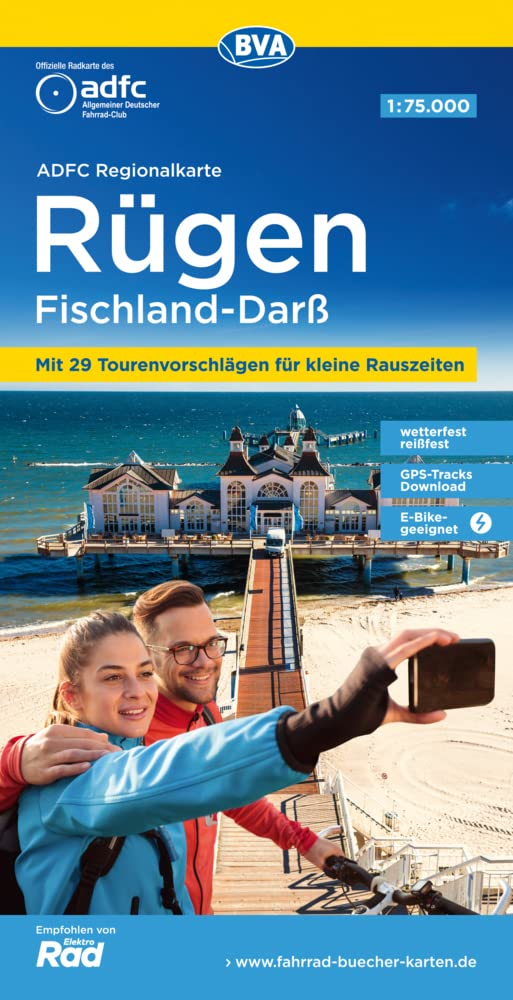 ADFC-Regionalkarte Rügen Fischland-Darß, 1:75.000, mit Tagestourenvorschlägen, reiß- und wetterfest, E-Bike-geeignet, GPS-Tracks-Download Leisure, Home & Garden