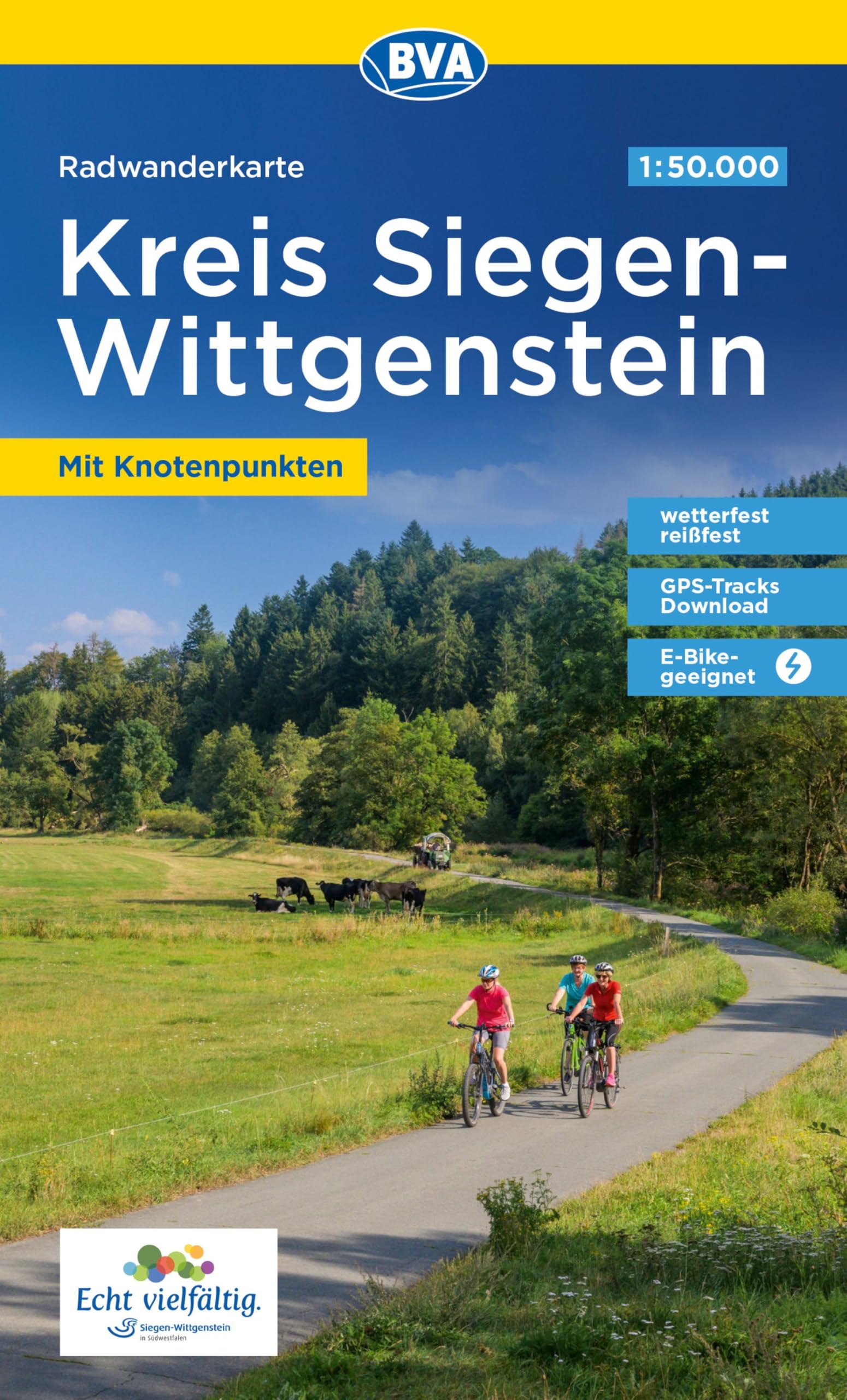 Radwanderkarte BVA Kreis Siegen-Wittgenstein mit Knotenpunkten 1:50.000, reiß- und wetterfest, GPS-Tracks Download, E-Bike-geeignet Leisure, Home & Garden