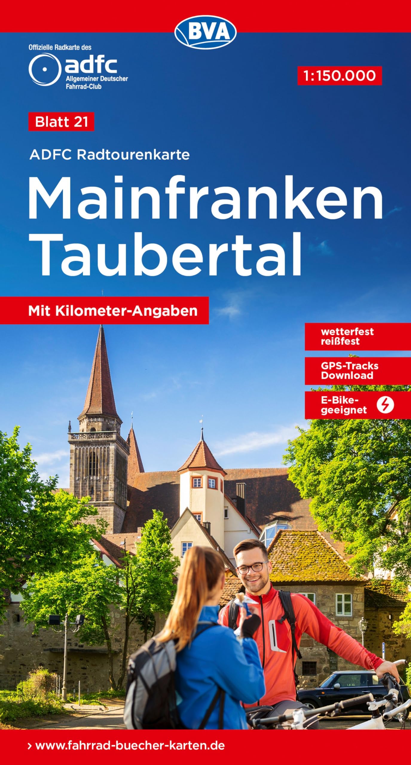 ADFC-Radtourenkarte 21 Mainfranken Taubertal 1:150.000, reiß- und wetterfest, E-Bike geeignet, GPS-Tracks Download, mit Bett+Bike Symbolen, mit Kilometer-Angaben Leisure, Home & Garden