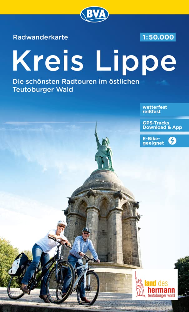 Radwanderkarte BVA Kreis Lippe Die schönsten Radtouren im östlichen Teutoburger Wald 1:50.000, reiß- und wetterfest, GPS-Tracks Download & App, E-Bike-geeignet Leisure, Home & Garden