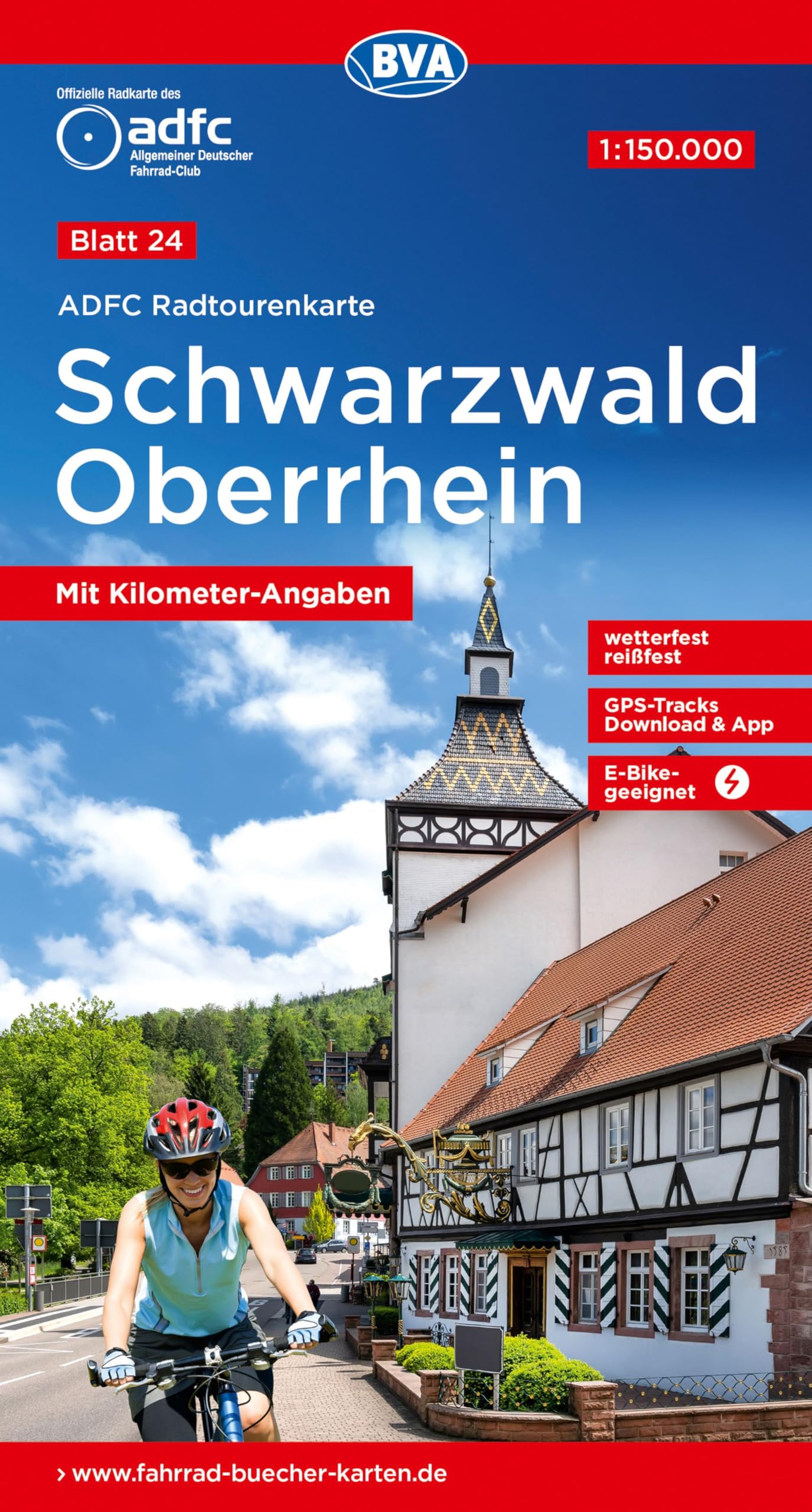 ADFC-Radtourenkarte 24 Schwarzwald Oberrhein 1:150.000, reiß- und wetterfest, E-Bike geeignet, GPS-Tracks Download, mit Bett+Bike Symbolen, mit Kilometer-Angaben Leisure, Home & Garden