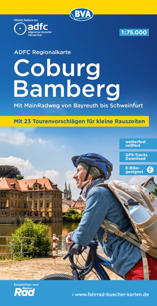 ADFC-Regionalkarte Coburg Bamberg, 1:75.000, mit Tagestourenvorschlägen, reiß- und wetterfest, E-Bike-geeignet, GPS-Tracks Download Leisure, Home & Garden
