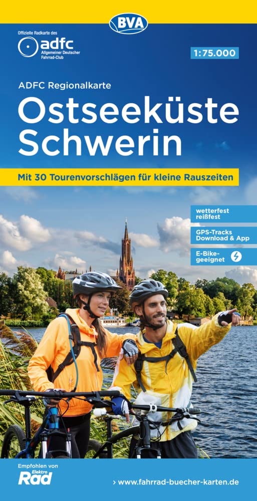 ADFC-Regionalkarte Ostseeküste Schwerin, 1:75.000, mit Tagestourenvorschlägen, reiß- und wetterfest, E-Bike-geeignet, GPS-Tracks-Download Leisure, Home & Garden