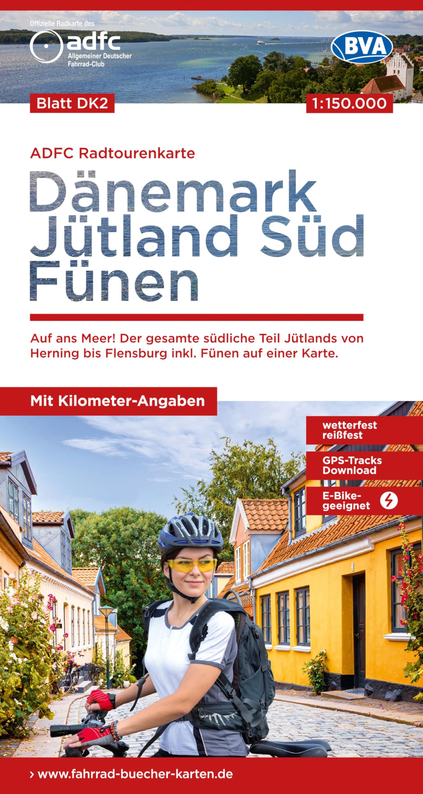 ADFC-Radtourenkarte DK2 Dänemark/Jütland Süd/ Fünen 1:150.000, reiß- und wetterfest, E-Bike geeignet, GPS-Tracks Download, mit Bett+Bike Symbolen, mit Kilometer-Angaben Leisure, Home & Garden