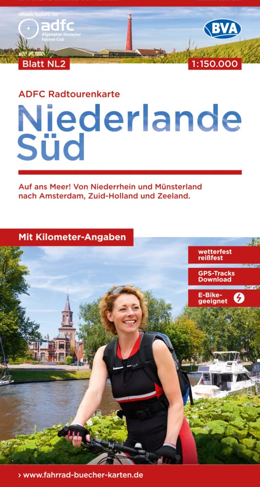 ADFC-Radtourenkarte NL 2 Niederlande Süd 1:150.000, reiß- und wetterfest, E-Bike geeignet, GPS-Tracks Download, mit Knotenpunkten, mit Bett+Bike Symbolen, mit Kilometer-Angaben Leisure, Home & Garden