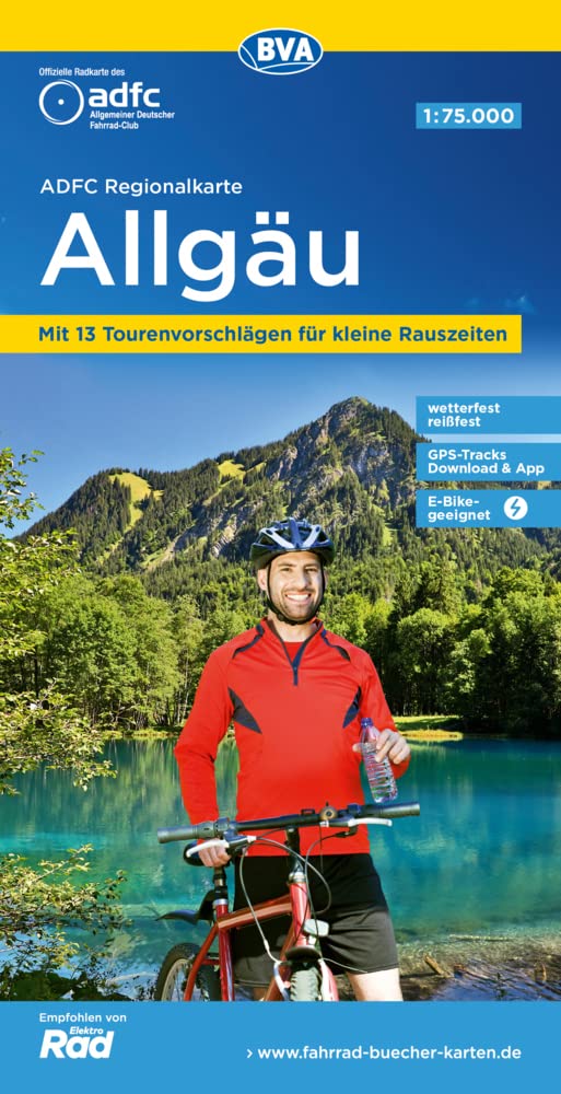 ADFC-Regionalkarte Allgäu 1:75.000, mit Tagestourenvorschlägen, reiß- und wetterfest, E-Bike-geeignet, GPS-Tracks-Download Leisure, Home & Garden