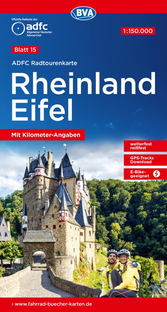 ADFC-Radtourenkarte 15 Rheinland /Eifel 1:150.000, reiß- und wetterfest, E-Bike geeignet, GPS-Tracks Download, mit Bett+Bike Symbolen, mit Kilometer-Angaben Leisure, Home & Garden