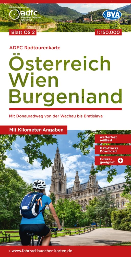 ADFC-Radtourenkarte ÖS2 Österreich Wien Burgenland 1:150:000, reiß- und wetterfest, E-Bike geeignet, GPS-Tracks Download, mit Bett+Bike Symbolen, mit ... bis Bratislava (ADFC Radtourenkarte 1:75 000) Leisure, Home & Garden