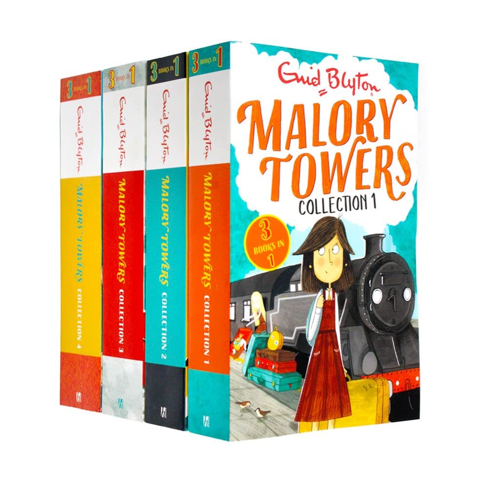 Enid Blyton Malory Towers 4 Books Set 12 Story Collection, First Term, Second Form, Third Year, Upper Fourth and more Books