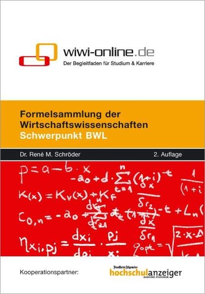 Formelsammlung der Wirtschaftswissenschaften: Schwerpunkt BWL Books