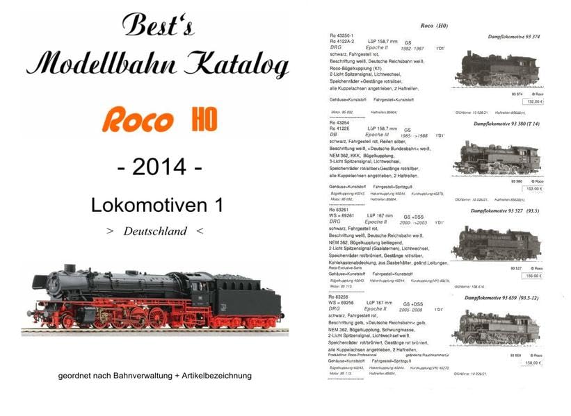 Best`s Modellbahn Katalog Roco H0 Lokomotiven 1 (Deutschland) 2014: Sortiert nach Verwaltung + Artikelbezeichnung, bebildert, Hobbies & Crafts