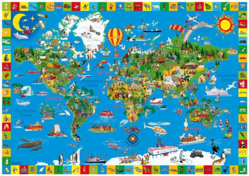 Deine bunte Erde: Plano gerollt in Hülse,Mehrfarbendruck, figürlicher Glanzlack, partieller Glitzerlack: Wimmelposter mit Glitzereffekten Leisure, Home & Garden
