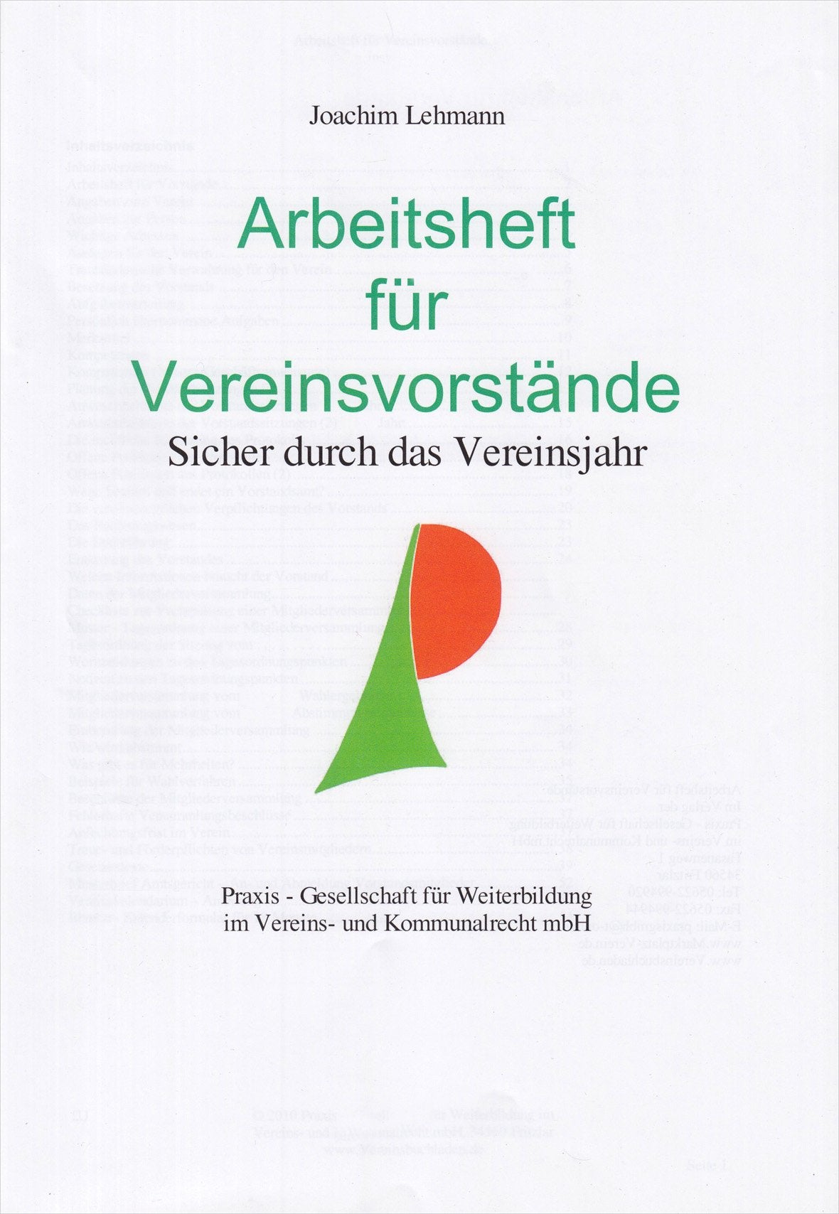 Arbeitsheft für Vereinsvorstände: Sicher durch das Vereinsjahr Books