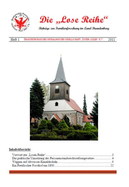 Die Lose Reihe, Heft 1: Beiträge zur Familienforschung im Land Brandenburg (Genealogisch-Historische Studien Brandenburgs (GHSB): (ehemals: Die Lose Reihe)) German history