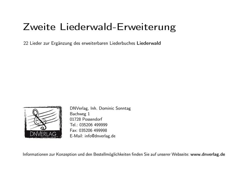 Zweite Liederwald-Erweiterung: 22 Lieder zur Ergänzung des erweiterbaren Kirchengesangbuches Liederwald Business, Finance & Career