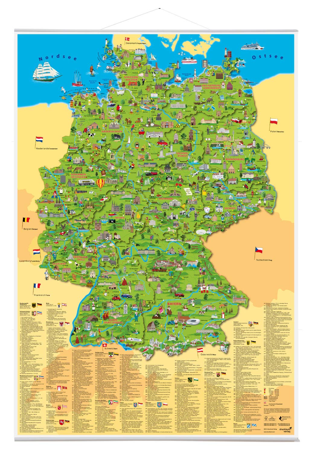 Erlebniskarte „Illustrierte Deutschlandkarte“ mit Metallbeleistung Stationery