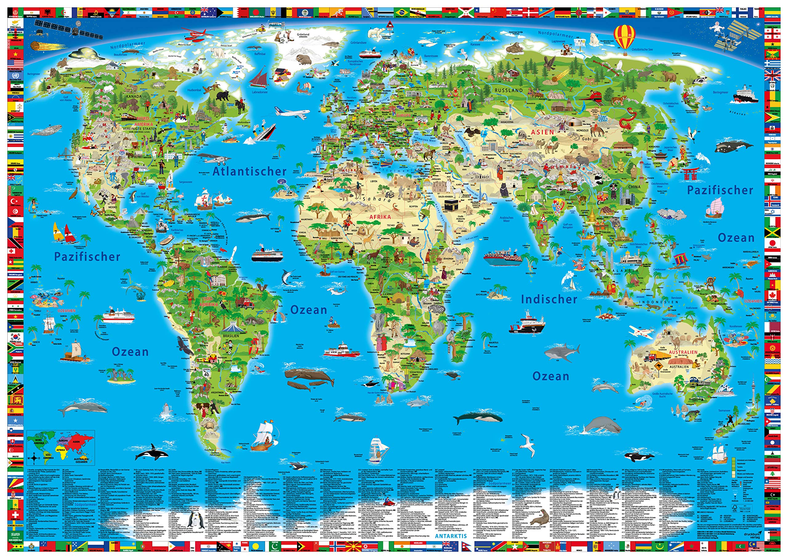 Erlebnis illustrierte Weltkarte Planokarte Stationery