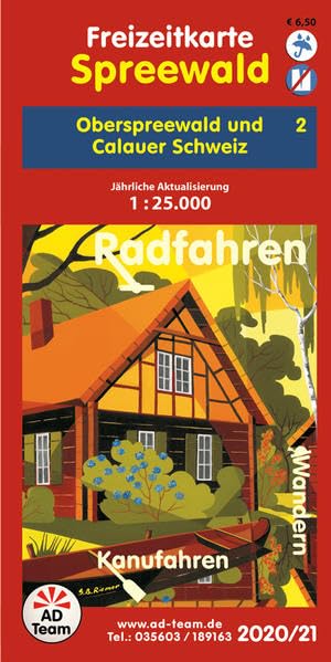Freizeitkarte Spreewald - 2 (Ausgabe 2020/21): Oberspreewald und Calauer Schweiz 1:25.000 wetter- und reißfest Maps & Plans