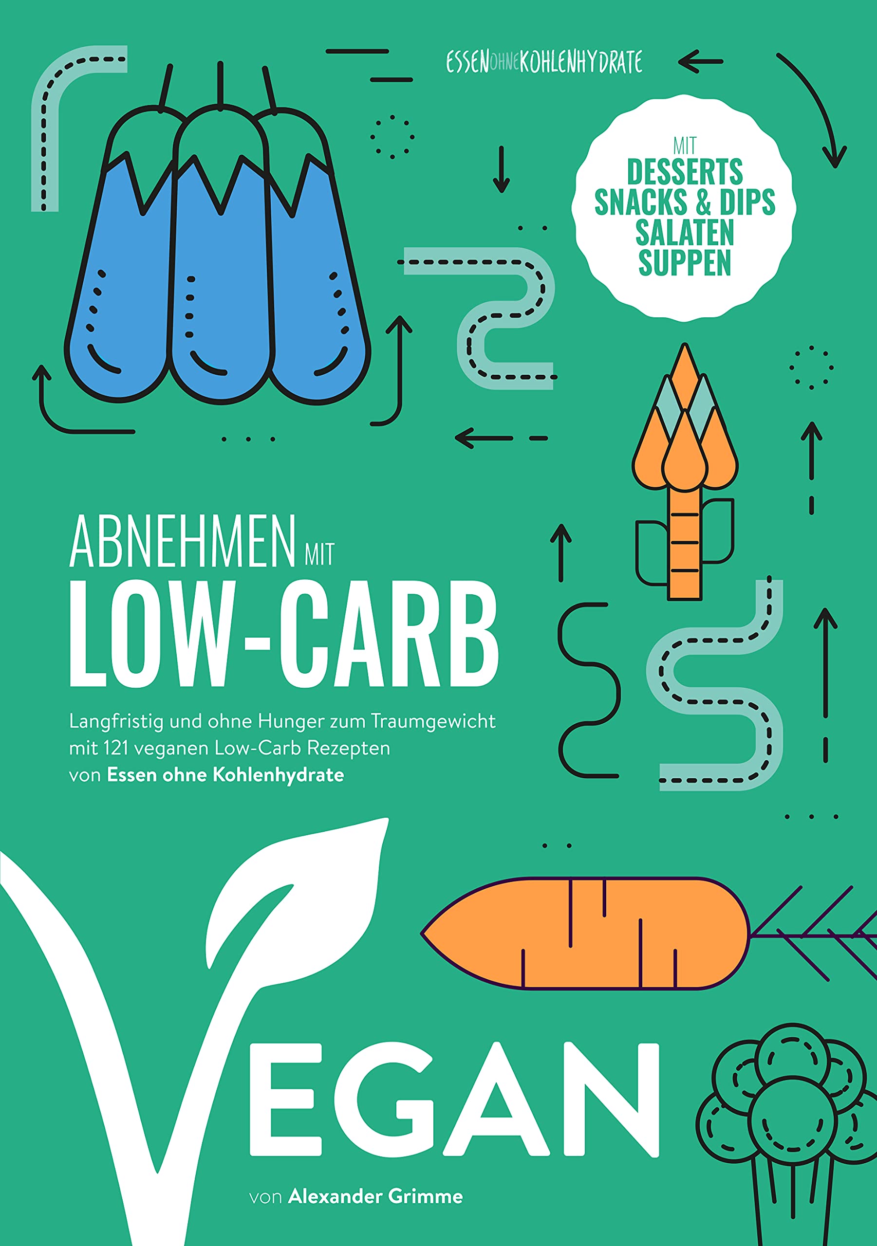 Veganes Low-Carb Kochbuch (121 nach Kalorien sortierte Rezepte inkl. Frühstück, Desserts, Snacks & Dips, Salaten und Suppen) Books