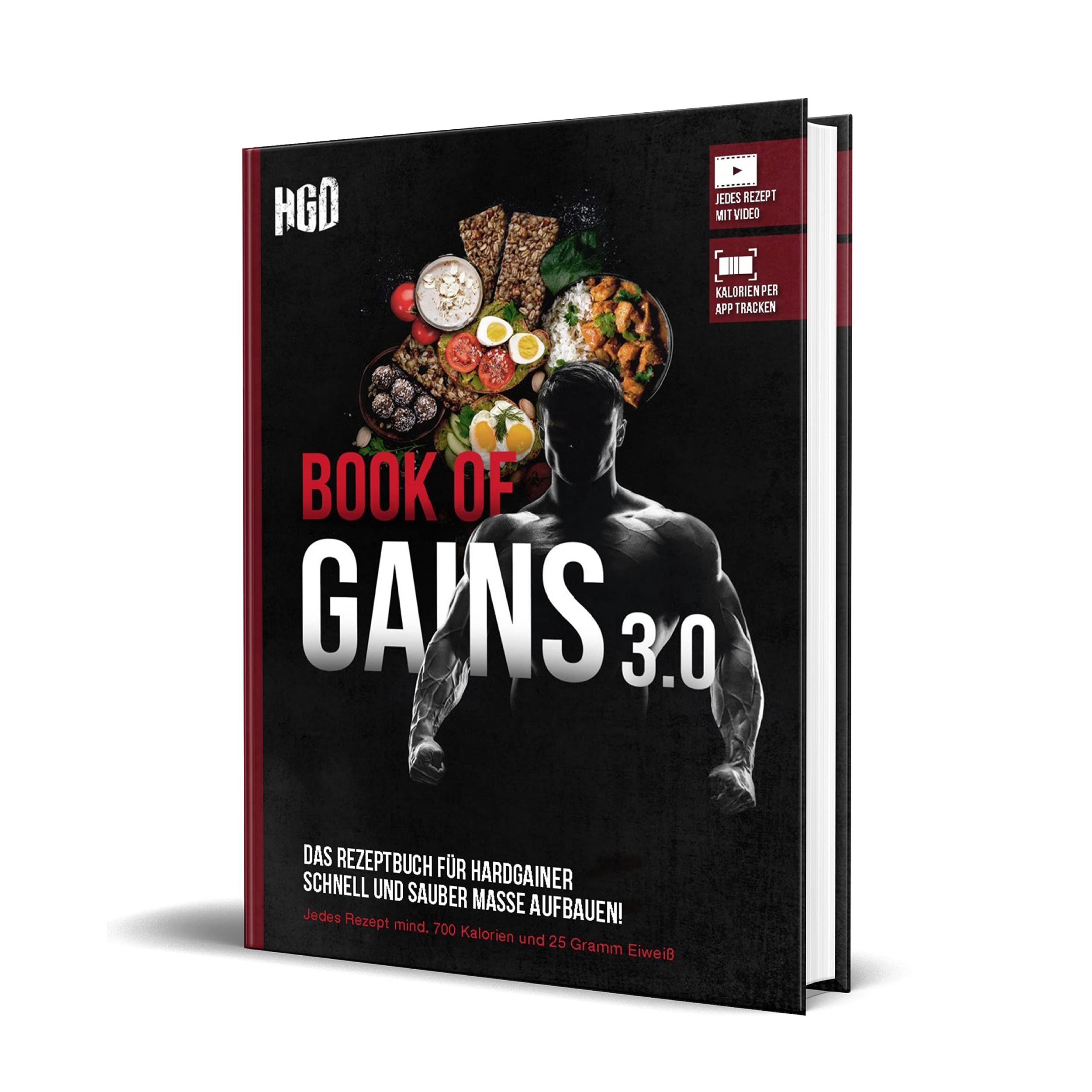 Book of Gains 3.0: Das Rezeptbuch für Hardgainer, schnell und sauber Masse aufbauen/zunehmen, inkl. Zubereitungsvideos+Kalorien-Tracking, Hardgainerdistrict Books