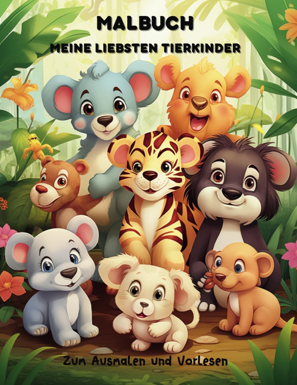 Meine liebsten Tierkinder, Malbuch für Kinder zwischen 4 und 8 Jahren, 56 niedliche Tierkinder zum Ausmalen und einer kleinen Geschichte, für kleine Künstler mit Kreativität und Fantasie Parents & Children