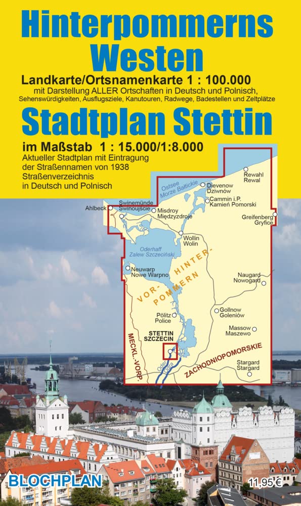 Landkarte Hinterpommerns Westen und Stadtplan Stettin: Maßstab 1:100.000 bzw. 1:15.000 Leisure, Home & Garden