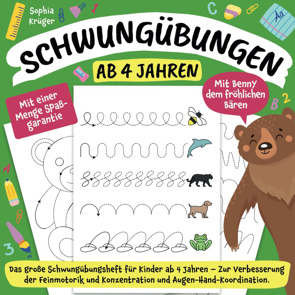 Schwungübungen ab 4 Jahren: Das große Schwungübungsheft für Kinder ab 4 Jahren - Zur Verbesserung der Feinmotorik und Konzentration und Augen-Hand-Koordination - Mit einer Menge Spaßgarantie Reading Aloud & Learning to Read