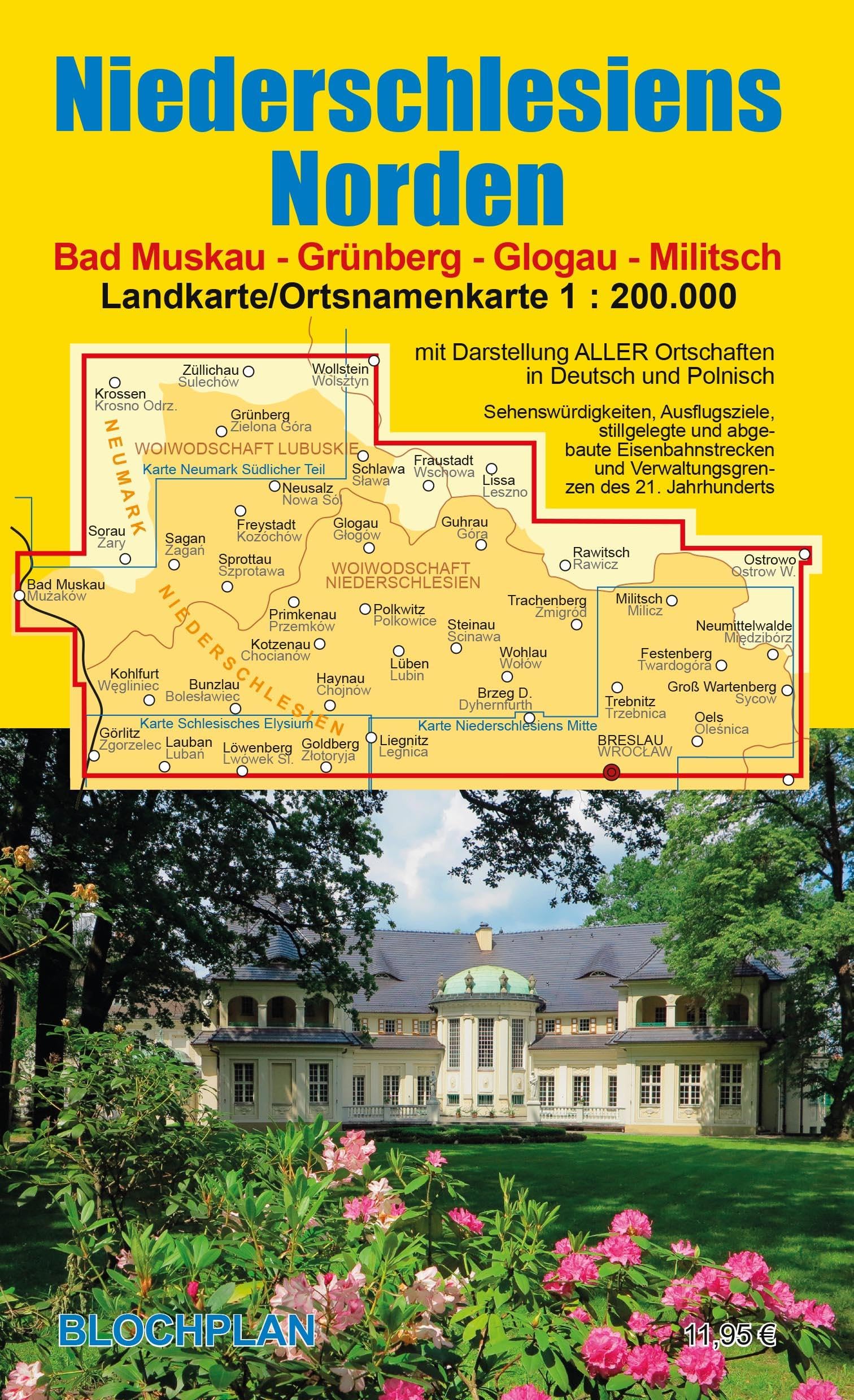 Landkarte Niederschlesiens Norden: Bad Muskau - Grünberg - Glogau - Militsch Leisure, Home & Garden