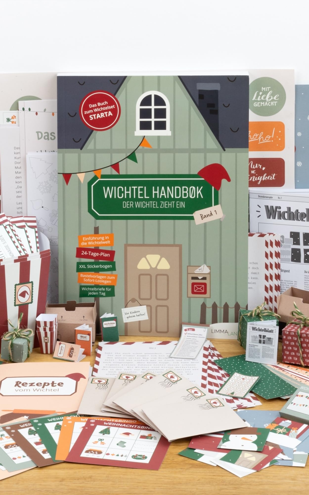 LIMMALAND Wichtelbuch Band 1 – Der Wichtel zieht ein | 24-Tage-Wichtelplan mit Ideen, Briefen, Bastelvorlagen & Stickerbogen | Rundum-sorglos-Paket für eine entspannte Wichtelzeit Non-fiction