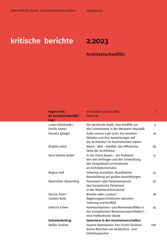 Kritische Berichte : Zeitschrift für Kunst- und Kulturwissenschaften / Jahrgang 51, Heft 2.2023: Architekturkonflikt Film, Art & Culture