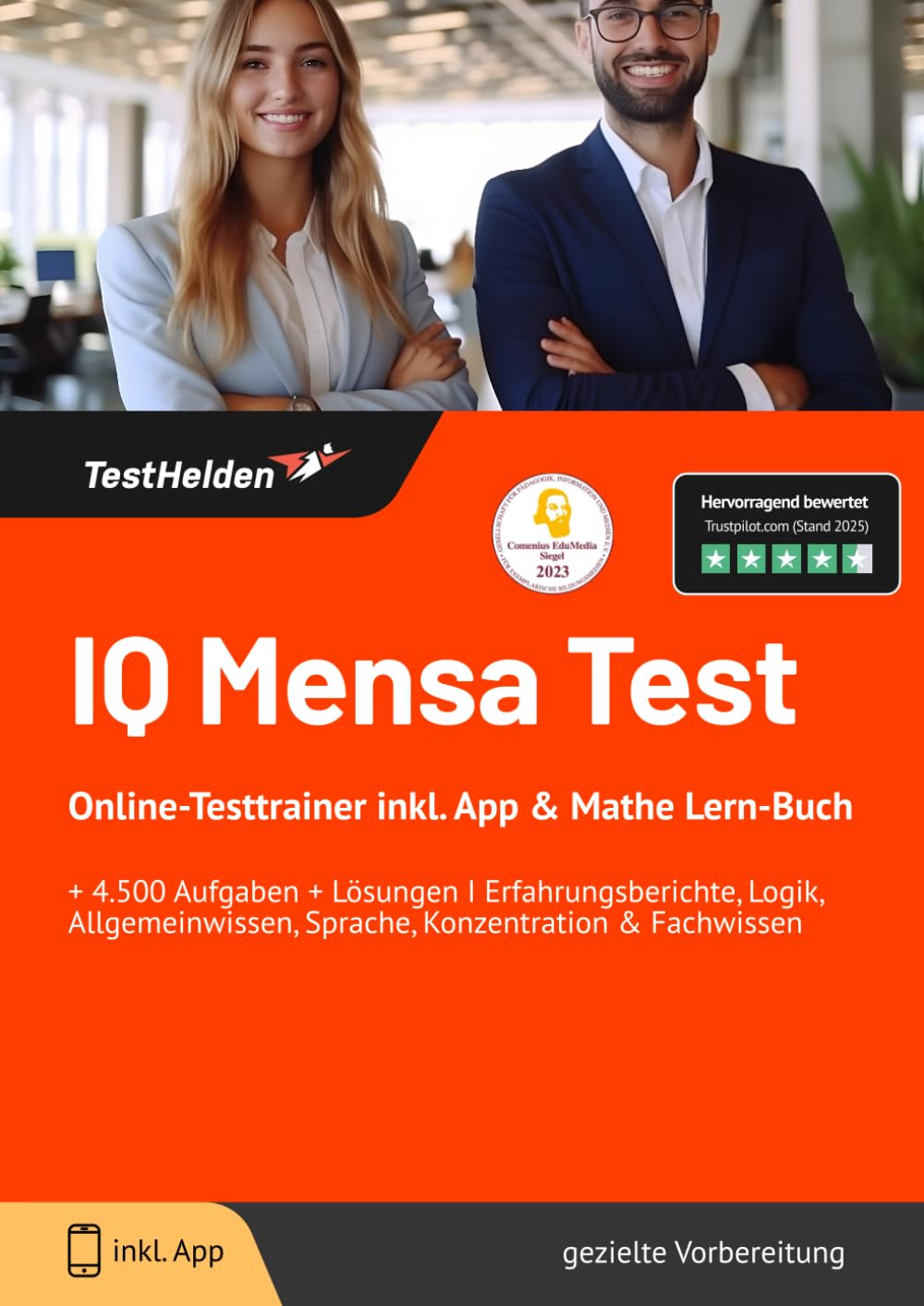 IQ Mensa Test Online-Testtrainer inkl. App & Mathe Lern-Buch I + 4.500 Aufgaben + Lösungen I Erfahrungsberichte, Logik, Allgemeinwissen, Sprache, Konzentration & Fachwissen Learning & Reference