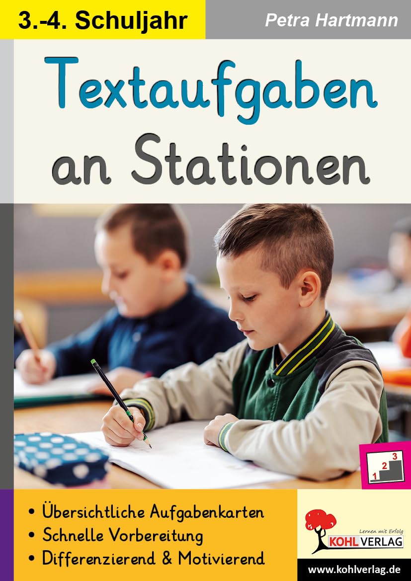 Textaufgaben an Stationen Mathematik Sachrechnen Grundschule Klasse 3 4 | Dreifach differenziert Maßeinheiten Längen Gewichte Zeit Geld | 48 Kopiervorlagen mit Lösungen Grundschrift Stationenlernen Learning & Reference