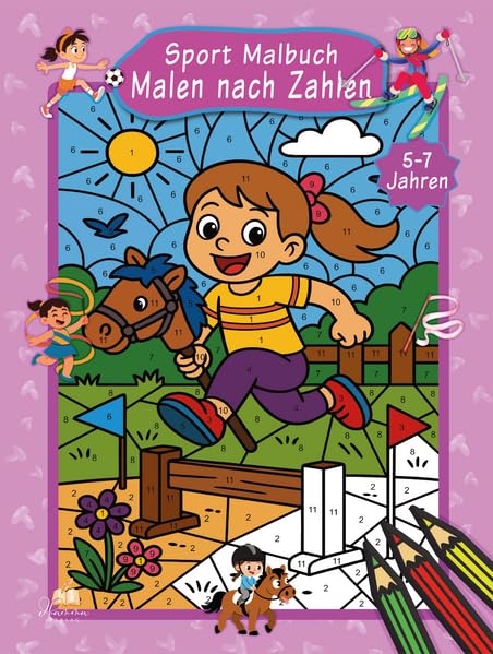 Malen nach Zahlen Sport Malbuch für Mädchen ab 5-7 Jahren mit 50 Ausmalbildern Leisure & Fun