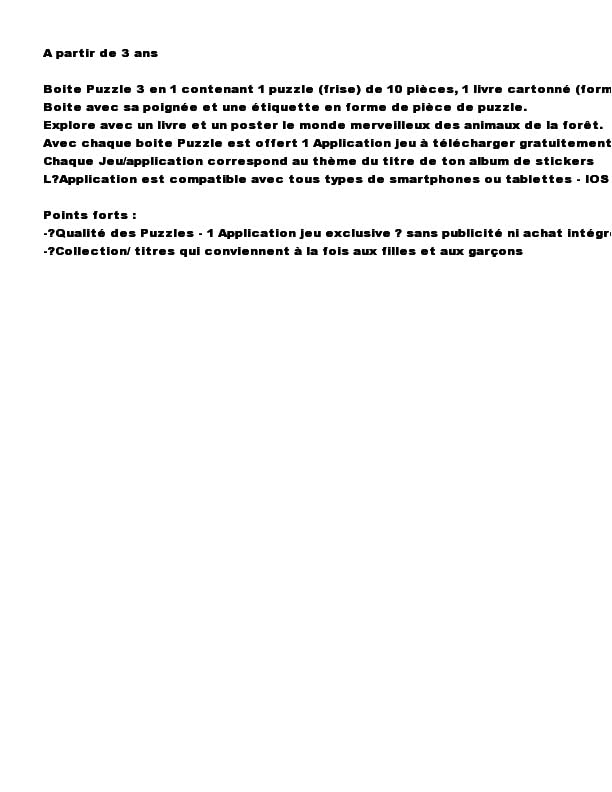 Puzzle box 3 en 1 les animaux de la foret Non-fiction