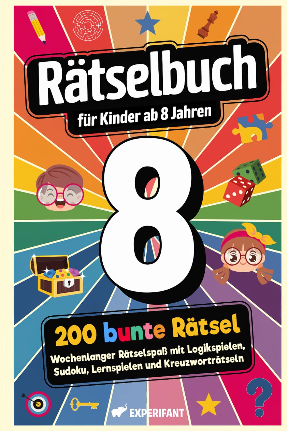 Rätselbuch für Kinder ab 8 Jahren: 200 bunte Rätsel - Wochenlanger Rätselspaß mit Logikspielen, Sudoku, Lernspielen und Kreuzworträtseln Tiptoi & Games