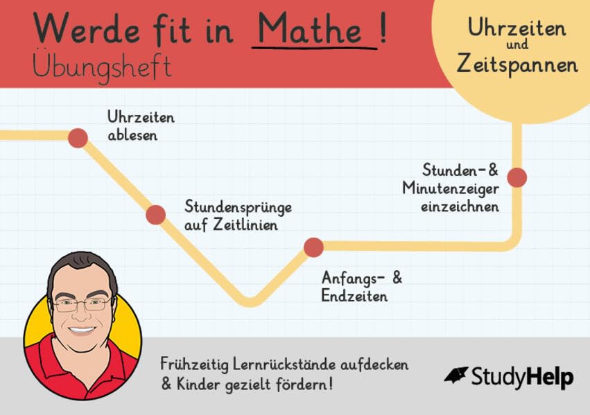 Werde fit in Mathe: Uhrzeit lesen lernen und Zeitspannen: Lernrückstand erkennen und Kinder gezielt fördern (Mathe mit Lehrer Schmidt: inklusive Lernvideos) Study Guides