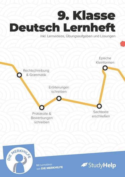 9. Klasse Deutsch Lernheft: inkl. Lernvideos und Aufgaben. Für Klassenarbeiten, Prüfungen, Tests | Grammatik, Bewerbung, Erörterung, Fabeln & Kurzgeschichten Study Guides