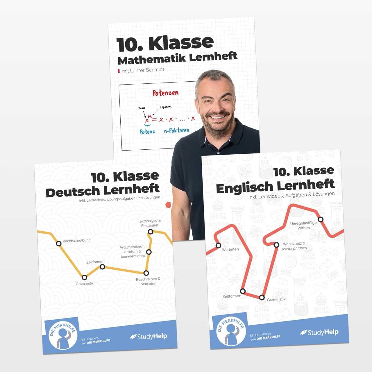 10. Klasse Hauptfächer Set komplett (Mathe, Deutsch, Englisch) / Lernheft, Übungsheft / Rechnen, Rechtschreibung, Übungen, Grammatik Foreign Languages ​​& Dictionaries