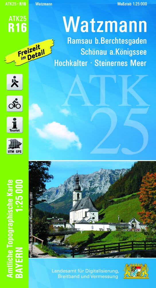 ATK25-R16 Watzmann (Amtliche Topographische Karte 1:25000): Ramsau b.Berchtesgaden, Schönau a.Königssee, Hochkalter, Steinernes Meer (ATK25 Amtliche Topographische Karte 1:25000 Bayern) Leisure, Home & Garden
