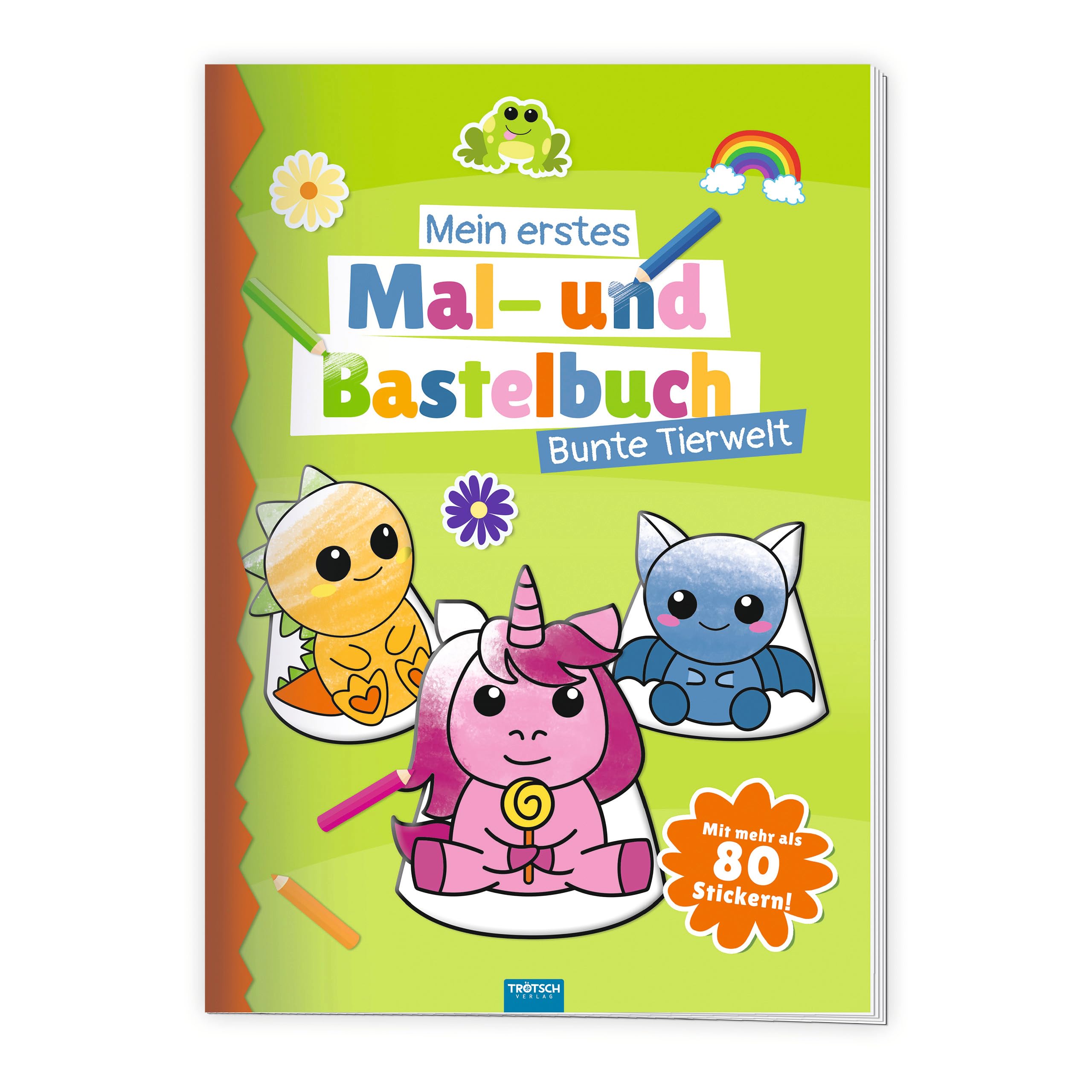 TRÖTSCH - Mein erstes Mal- und Bastelbuch "Bunte Tierwelt" | Malbuch für Buntstifte, Wasserfarben und Wachsmalstifte: Mit Tierfiguren zum Ausschneiden und mehr als 80 Stickern | Ab 3 Jahren Tiptoi & Games