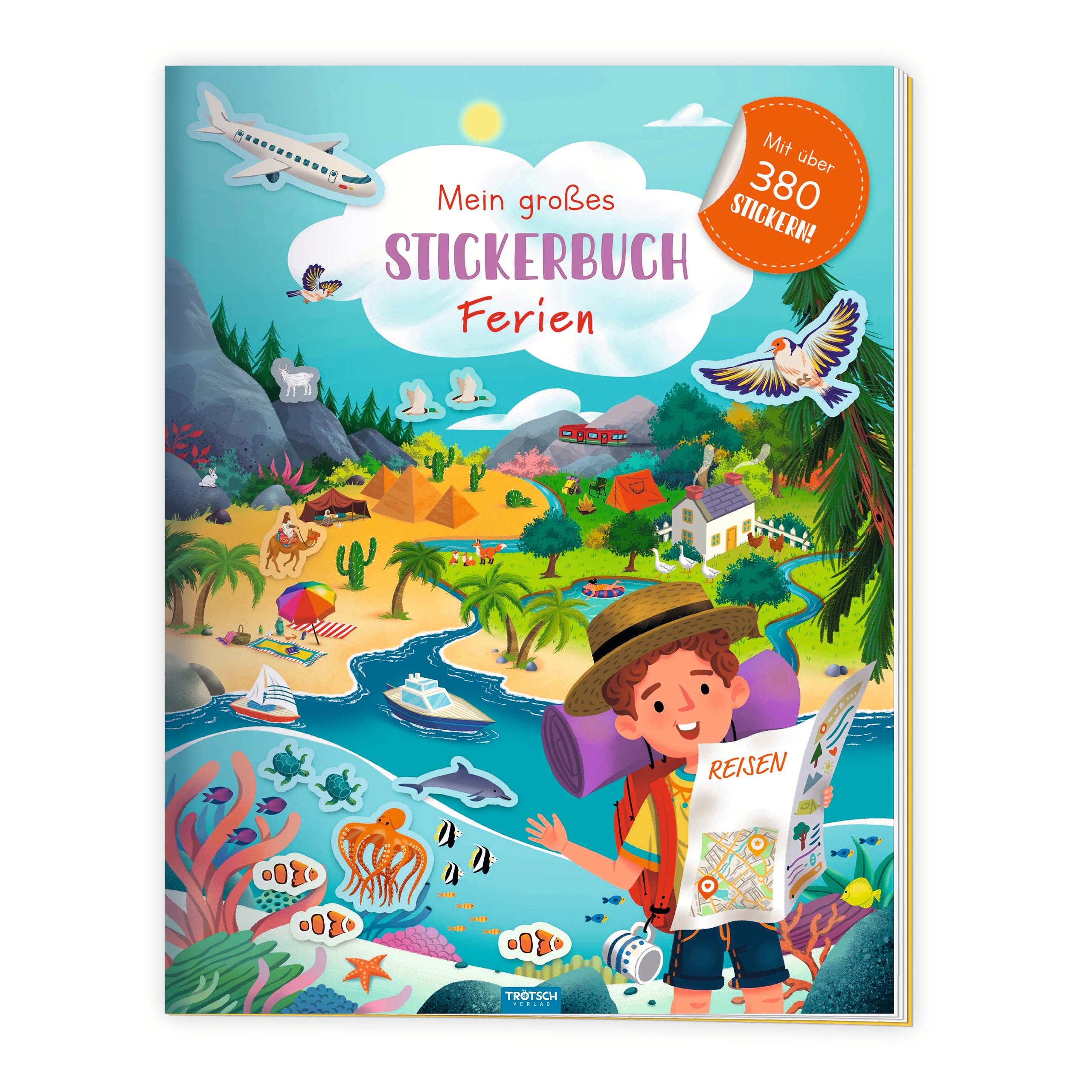 TRÖTSCH - Mein großes Stickerbuch "Ferien" | Extragroßes Stickerbuch mit über 350 Stickern: Mit detailreichen Szenen zu spannenden Urlaubsorten, ideal zur Förderung der Feinmotorik | Ab 5 Jahre Non-fiction