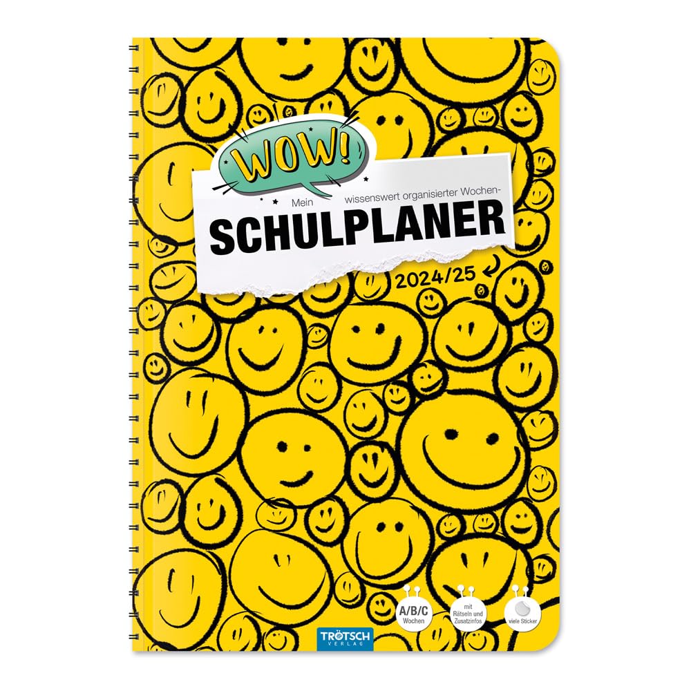 Trötsch Schulplaner WOW Smile 24/25: Planer Schülerkalender Hausaufgabenheft Timer Calendars
