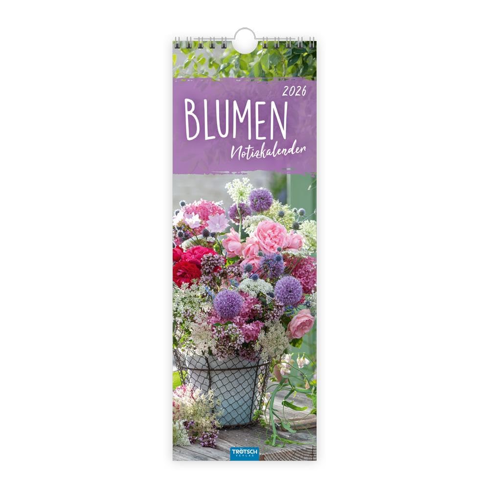TRÖTSCH - Streifenkalender Blumen 2026 Notizkalender: Wandkalender Notizkalender Leisure, Home & Garden