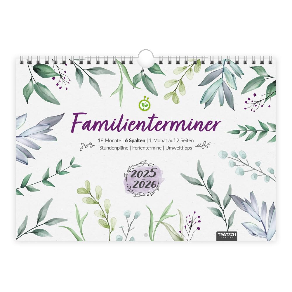 Trötsch Familienterminer Natur für 18 Monate 2025/2026: Wandkalender Living & Furnishing