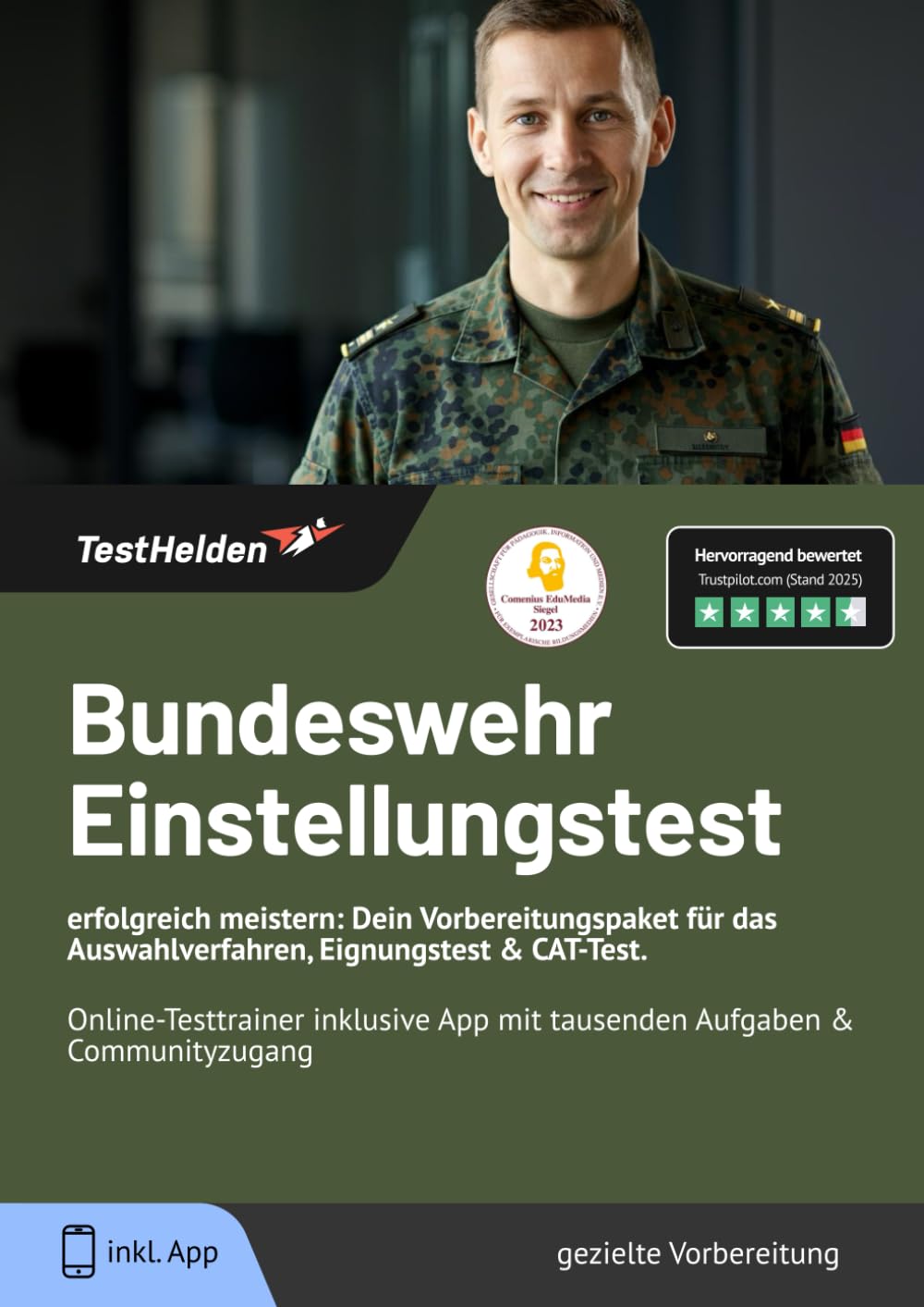 Bundeswehr Einstellungstest erfolgreich meistern: Dein Vorbereitungspaket für das Auswahlverfahren, Eignungstest & CAT-Test. Online-Testtrainer inklusive App mit tausenden Aufgaben & Communityzugang Business, Finance & Career