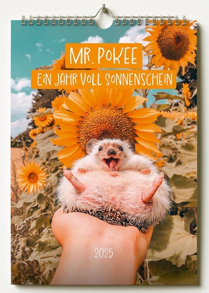 Mr.Pokee - Ein Jahr voll Sonnenschein: Kalender 2025 - Wandkalender A3 mit Spiralbindung - Süße Igel Bilder und aufmunternde Sprüche für das ganze Jahr Pets