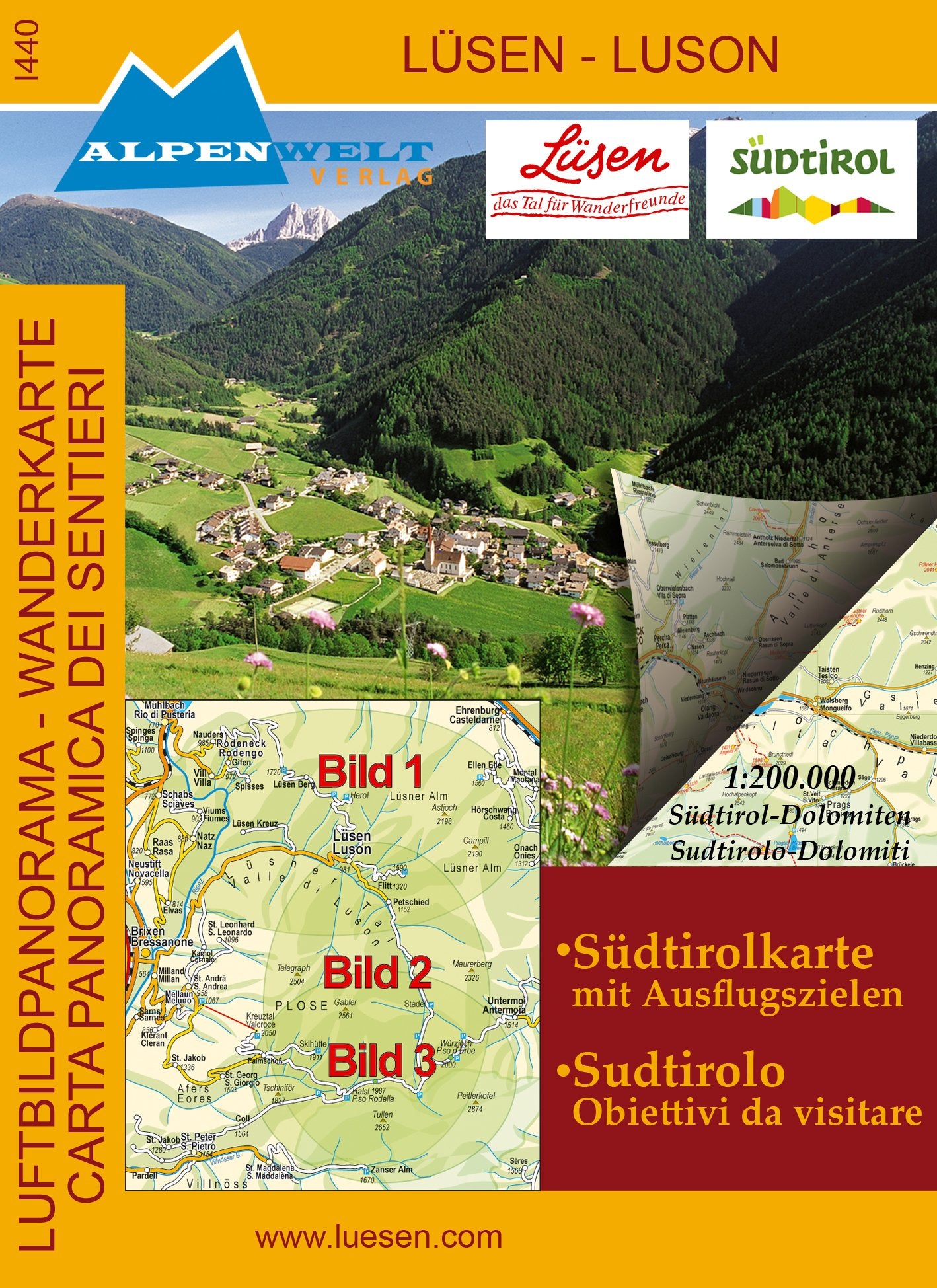 Lüsen - Luson 1 : 200 000 Luftbildpanorama & Wanderkarte Leisure, Home & Garden